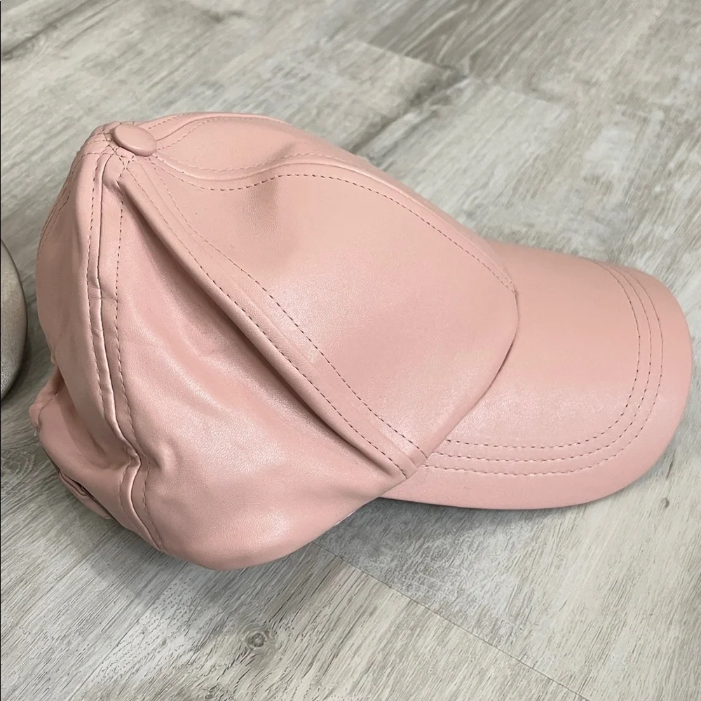 Free People Gramercy Vegan Leather Baseball Hat Cap Adjustable Strap Bundle of 2